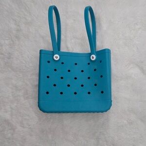 Chic Blue Tote Bag with Button Details